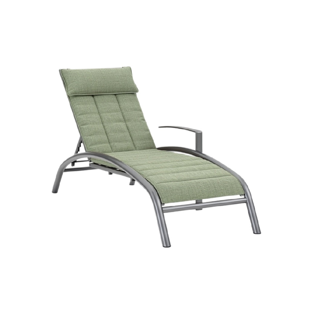 Chaise longue en aluminium avec dossier réglable et tissu vert