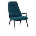 Fauteuil contemporain en tissu bleu canard avec structure métallique