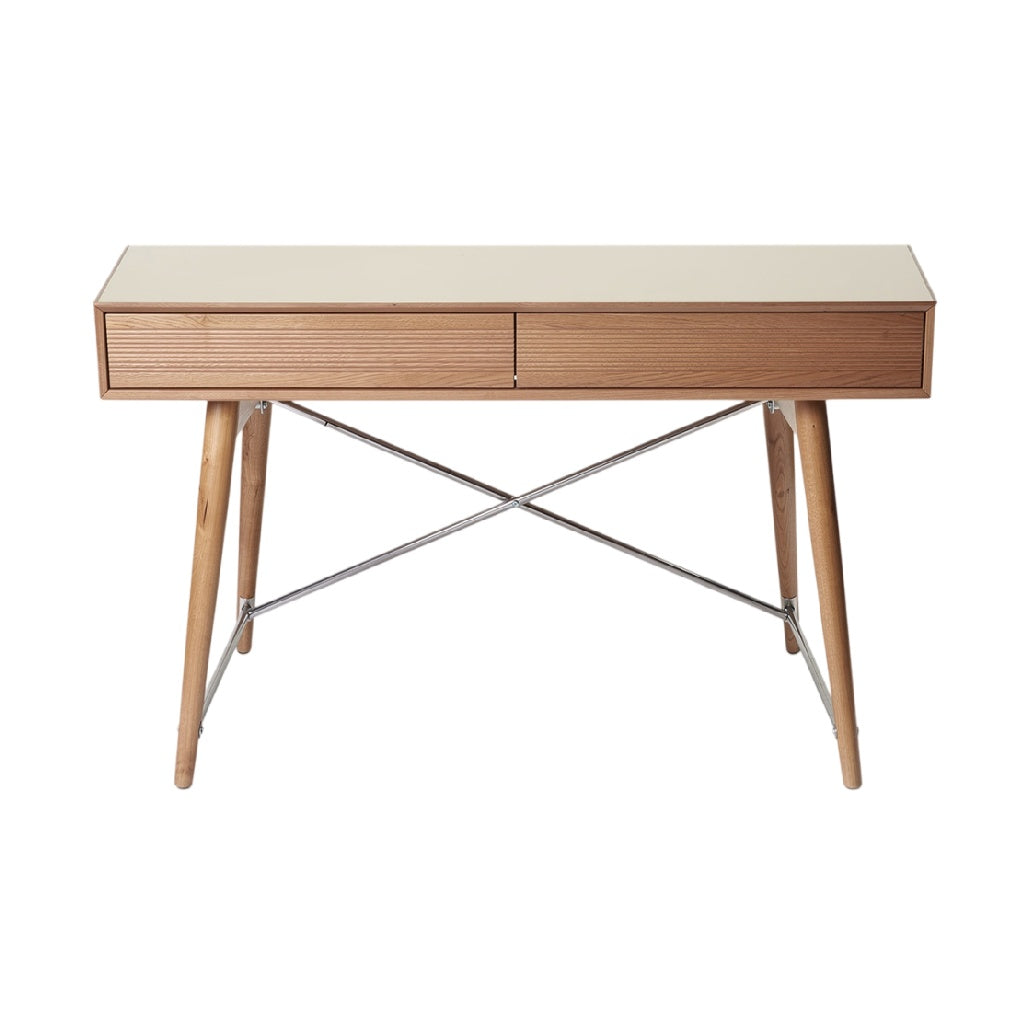 Bureau moderne en bois avec tiroirs et pieds en croix