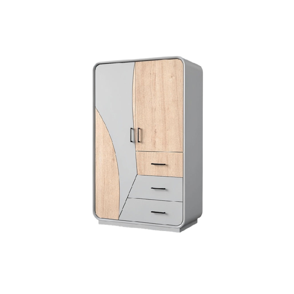 Armoire moderne avec portes en bois et tiroirs intégrés