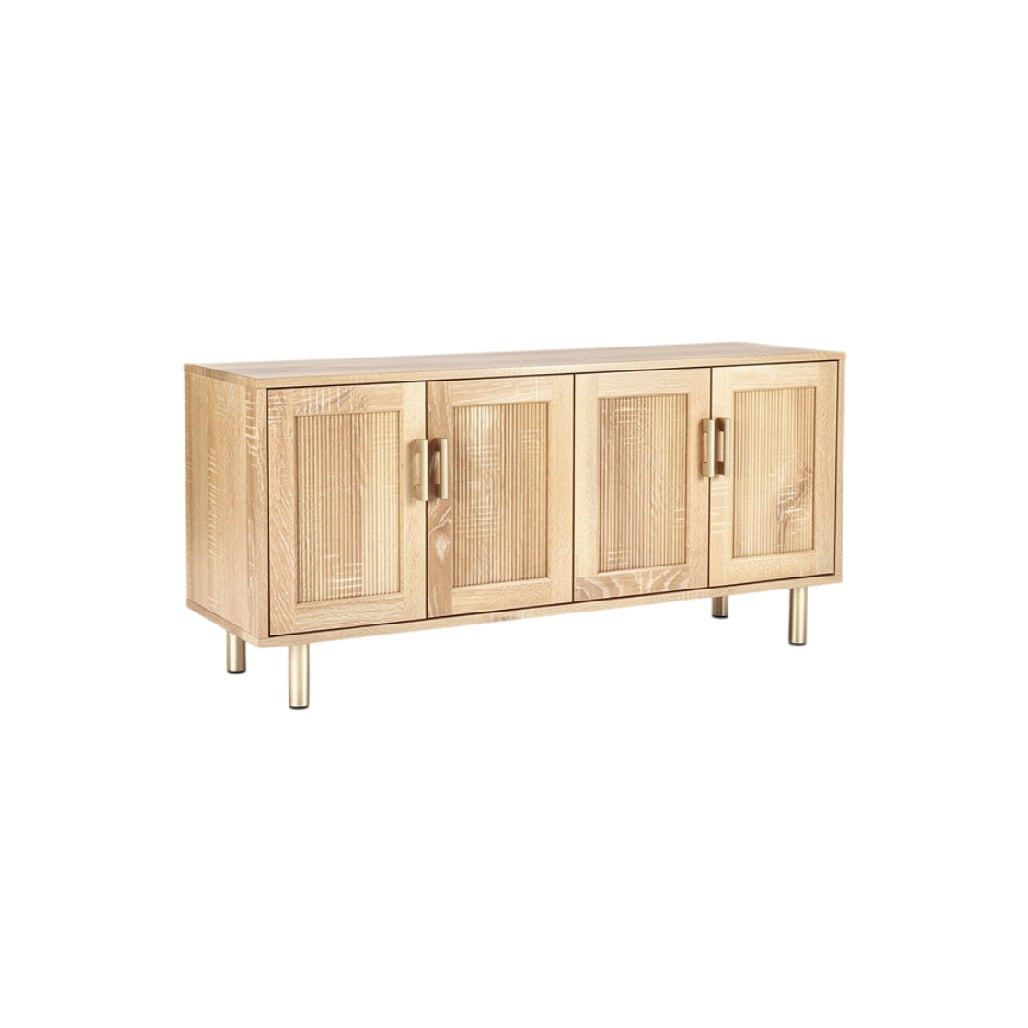 Meuble TV en bois avec portes pleines et pieds métalliques